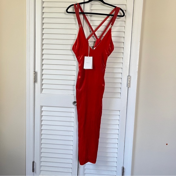 Dion Lee Red Velvet Midi Dress - Picture 5 of 6